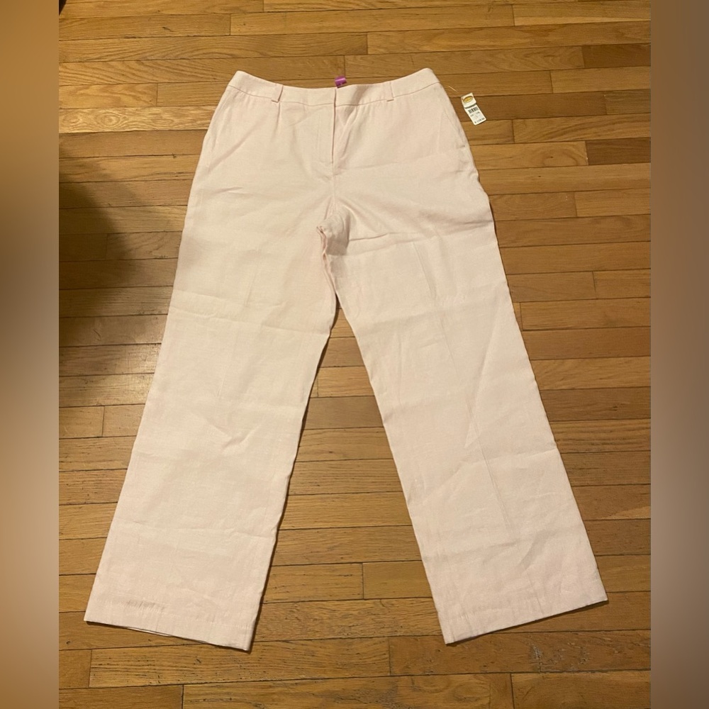 Talbots Women’s Pants Pink  14L Made of Italian Fabric Linen Blend